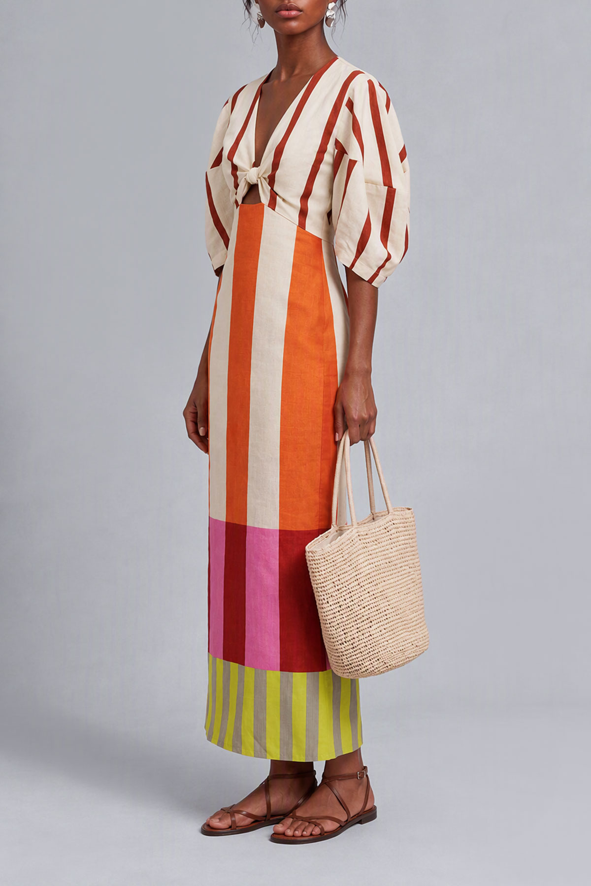 Alora Twist Cut Out Stripe Maxi Dress