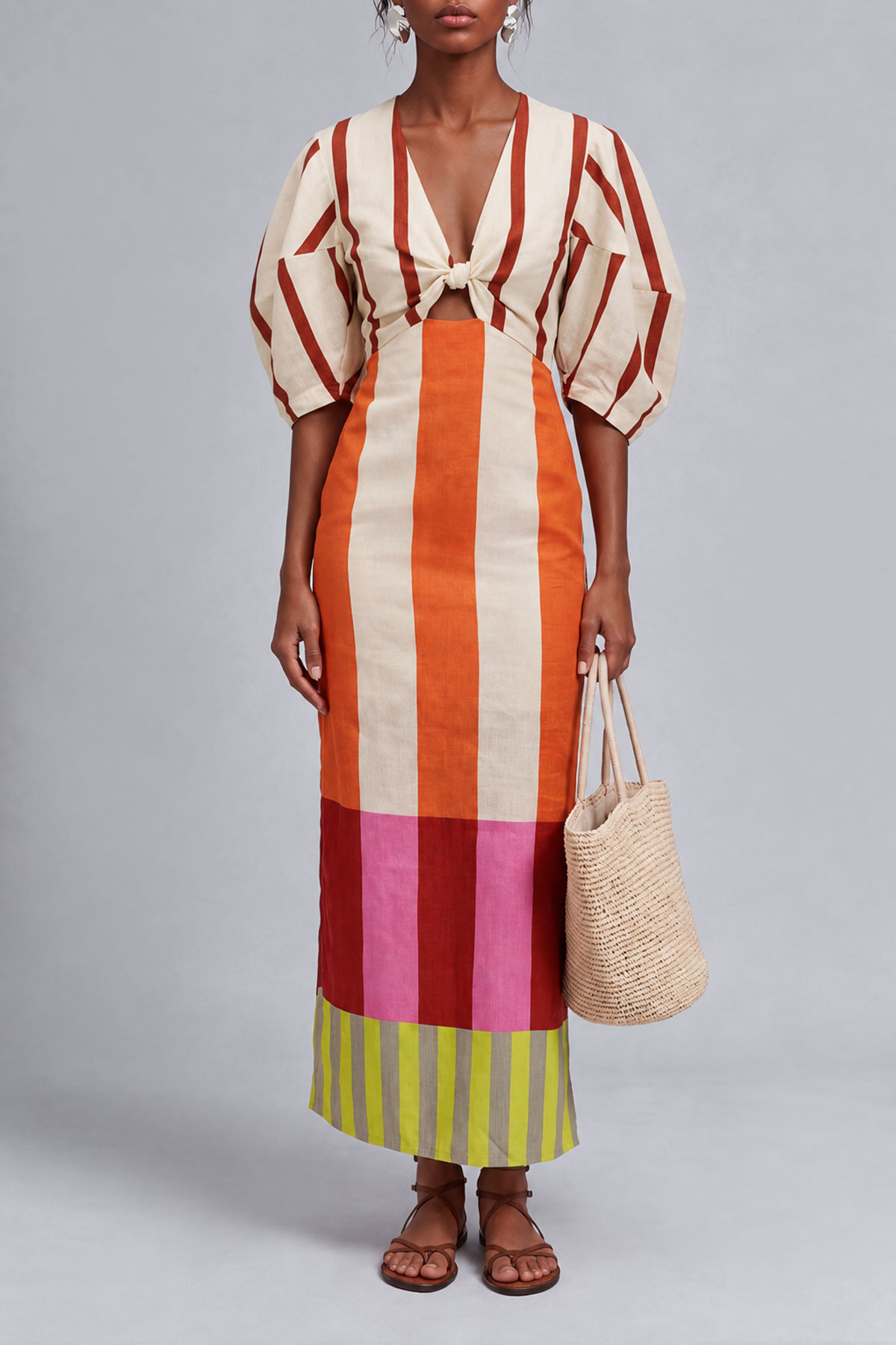 Alora Twist Cut Out Stripe Maxi Dress