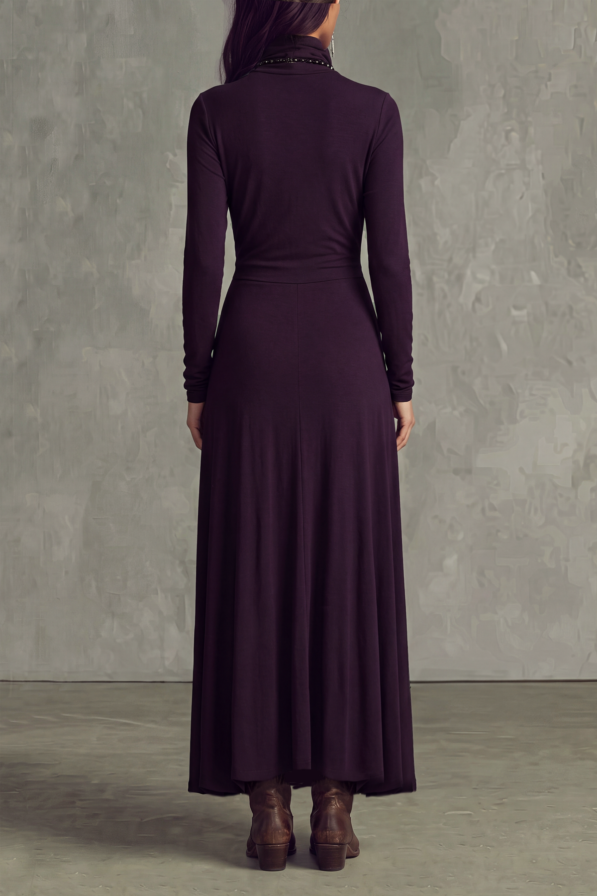 Althea Turtleneck Asymmetric Maxi Dress