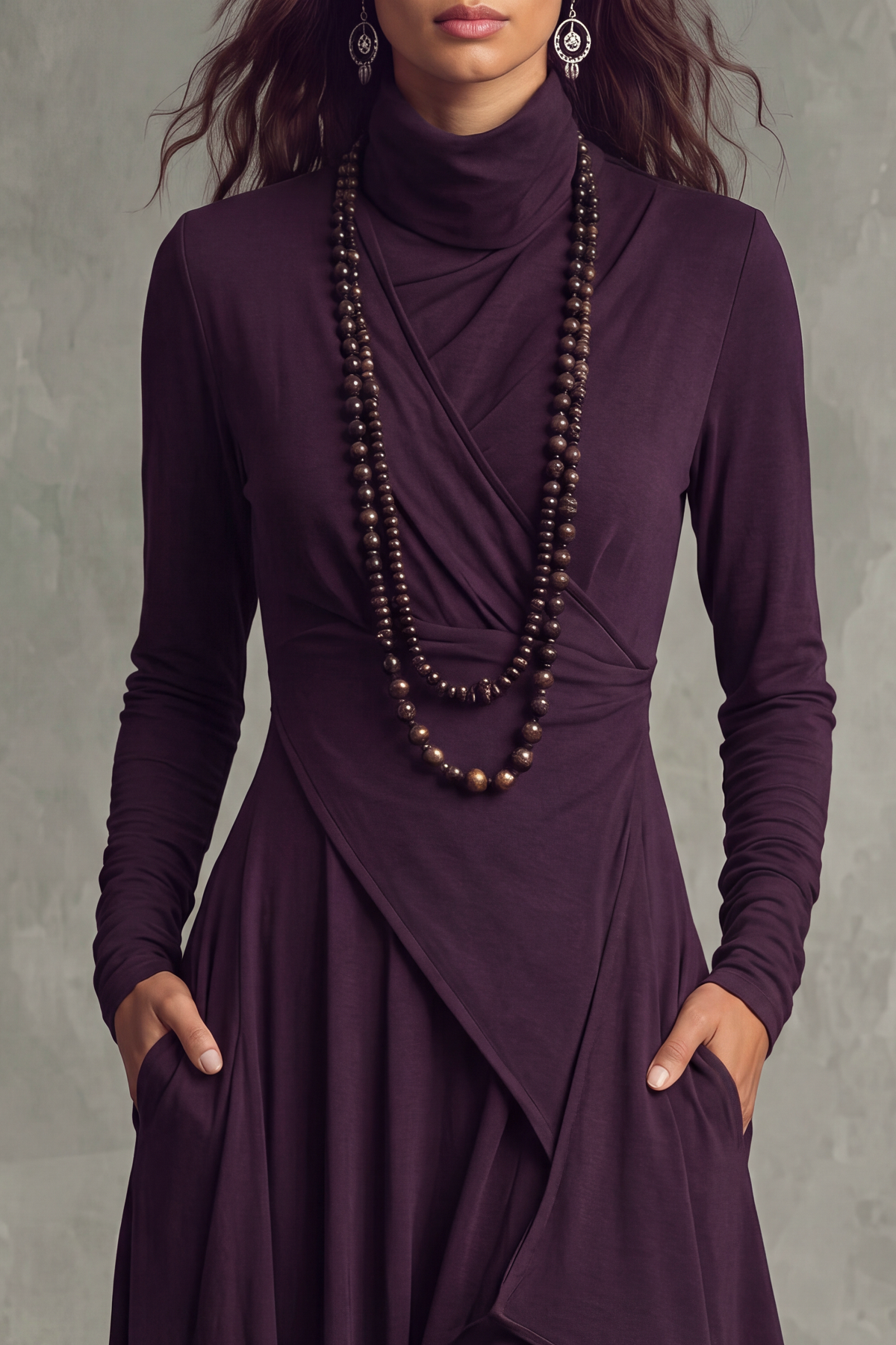 Althea Turtleneck Asymmetric Maxi Dress