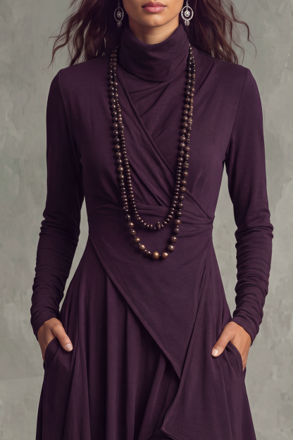 Althea Turtleneck Asymmetric Maxi Dress