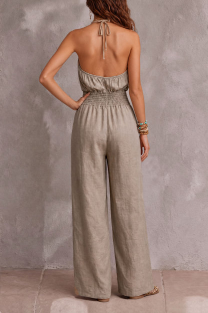 Alvira Halter Neck Backless Jumpsuit