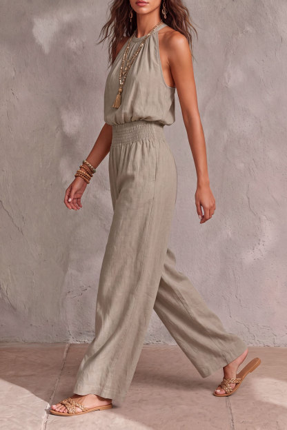 Alvira Halter Neck Backless Jumpsuit