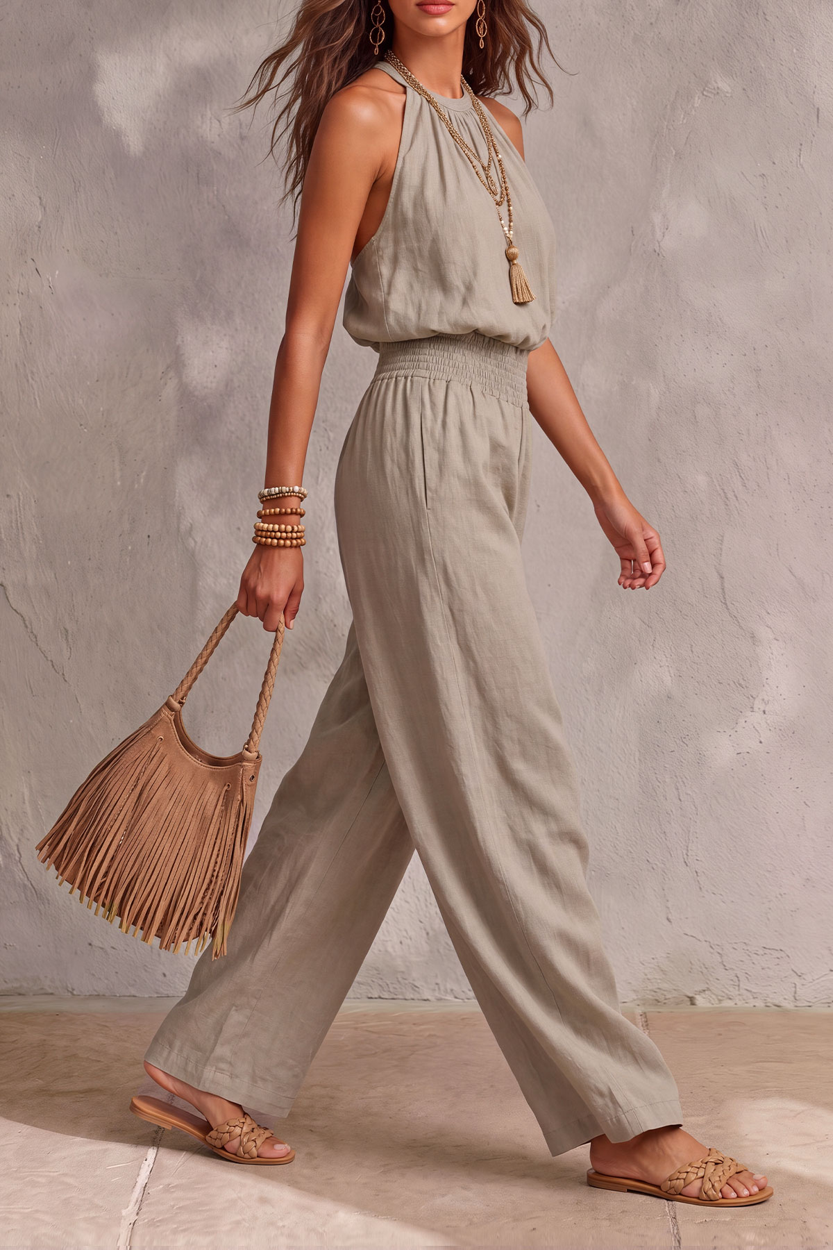 Alvira Halter Neck Backless Jumpsuit