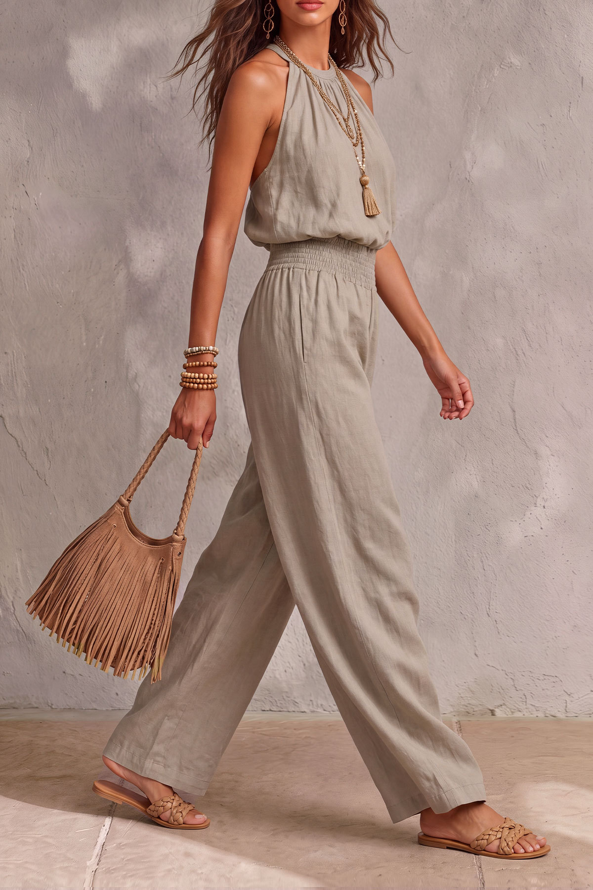 Alvira Halter Neck Backless Jumpsuit