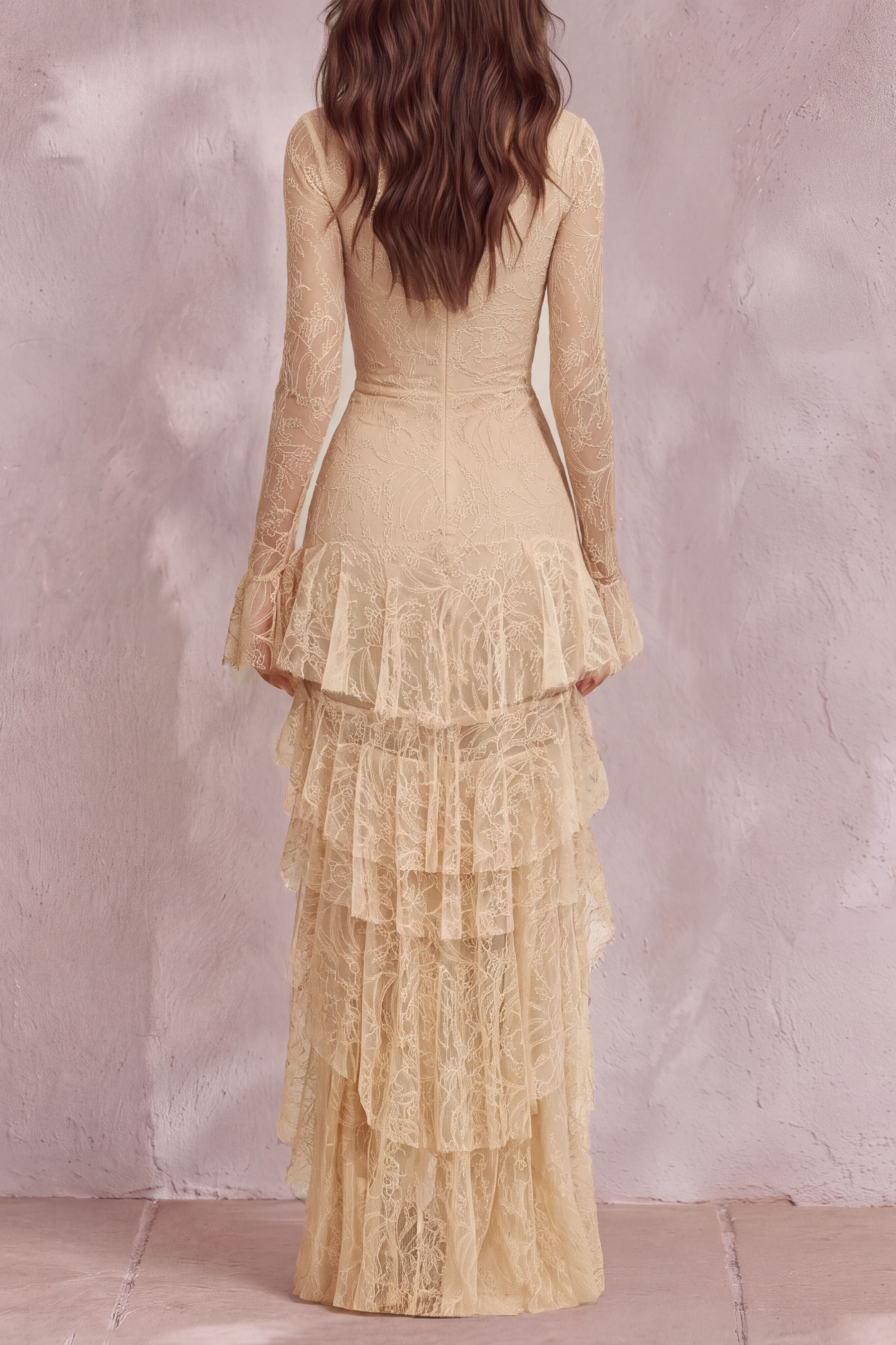 Amaya Plunge Neck Layers Maxi Dress