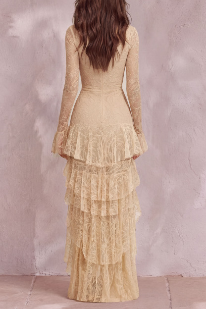Amaya Plunge Neck Layers Maxi Dress