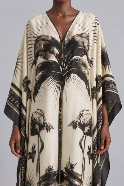 Anastasia Batwing Sleeve Print Midi Dress