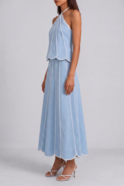 Annabelle Piping Trim Midi Skirt Set