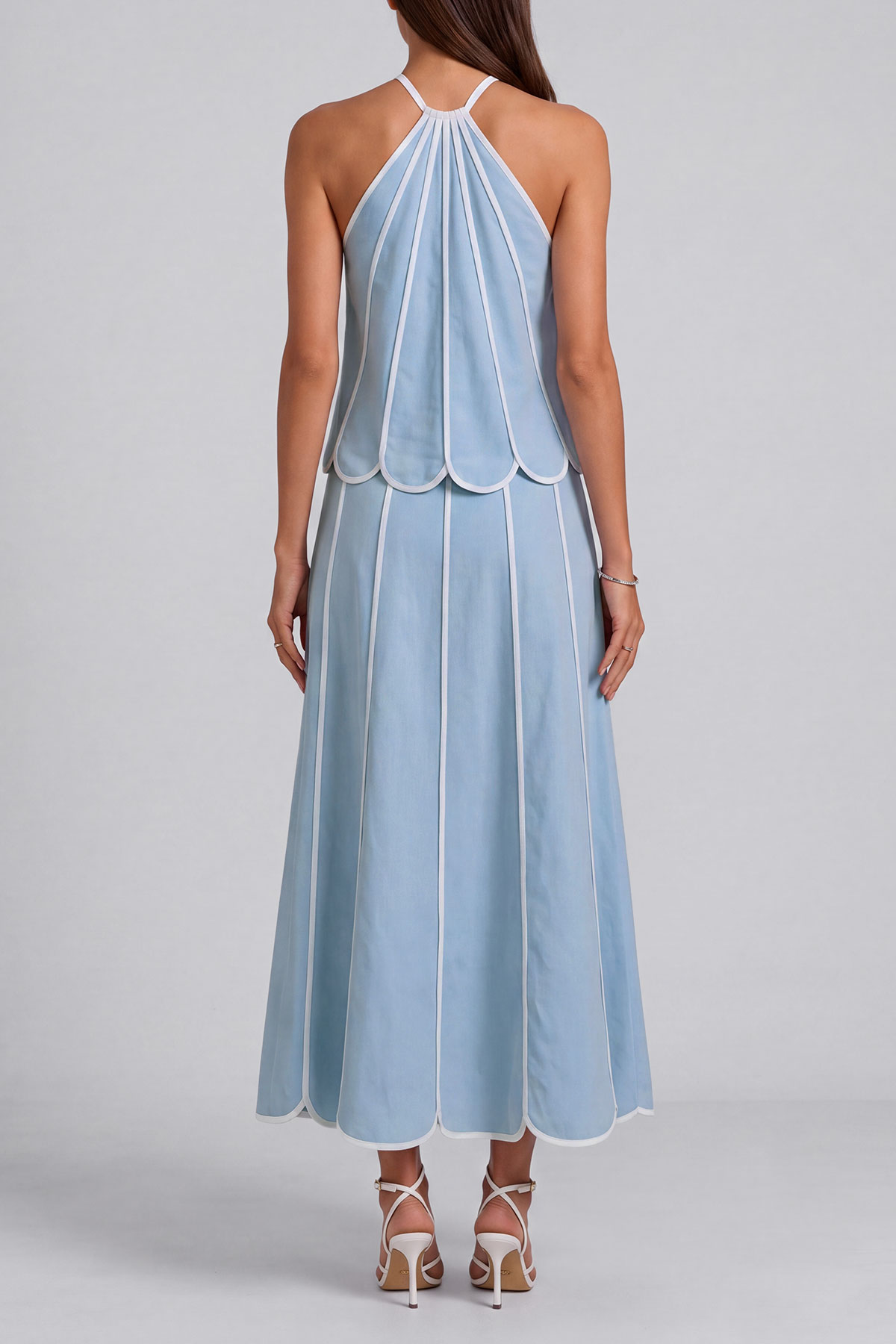 Annabelle Piping Trim Midi Skirt Set