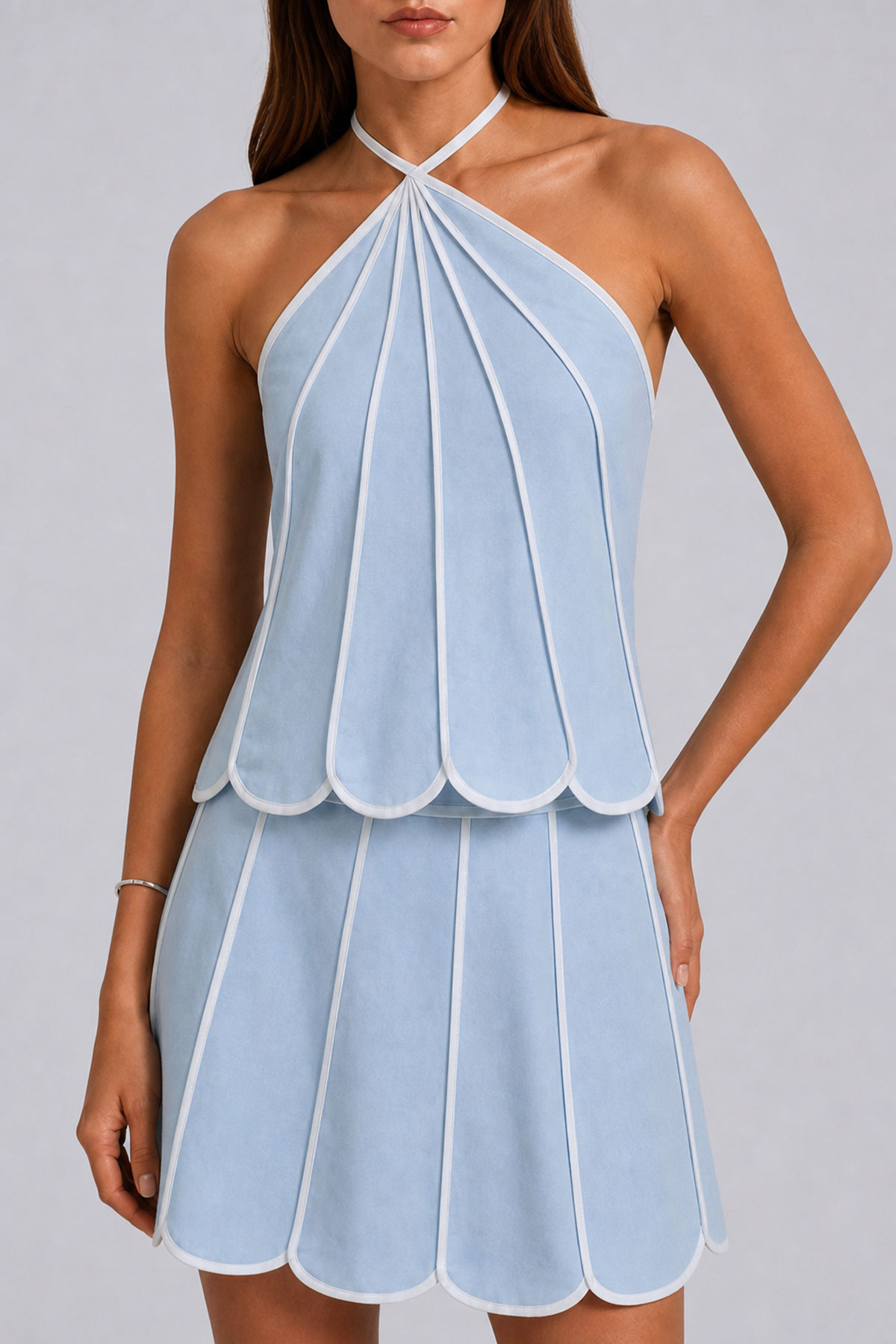 Annabelle Piping Trim Mini Skirt Set