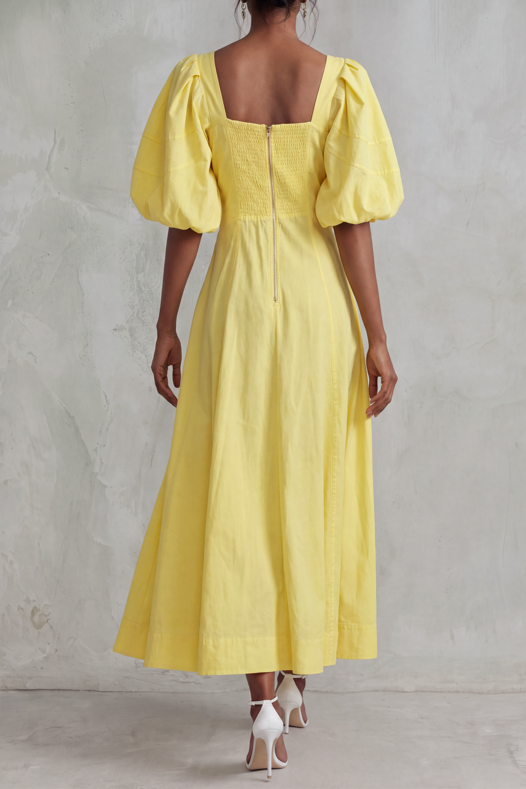 April Square Neck Puff Sleeve Maxi Dress