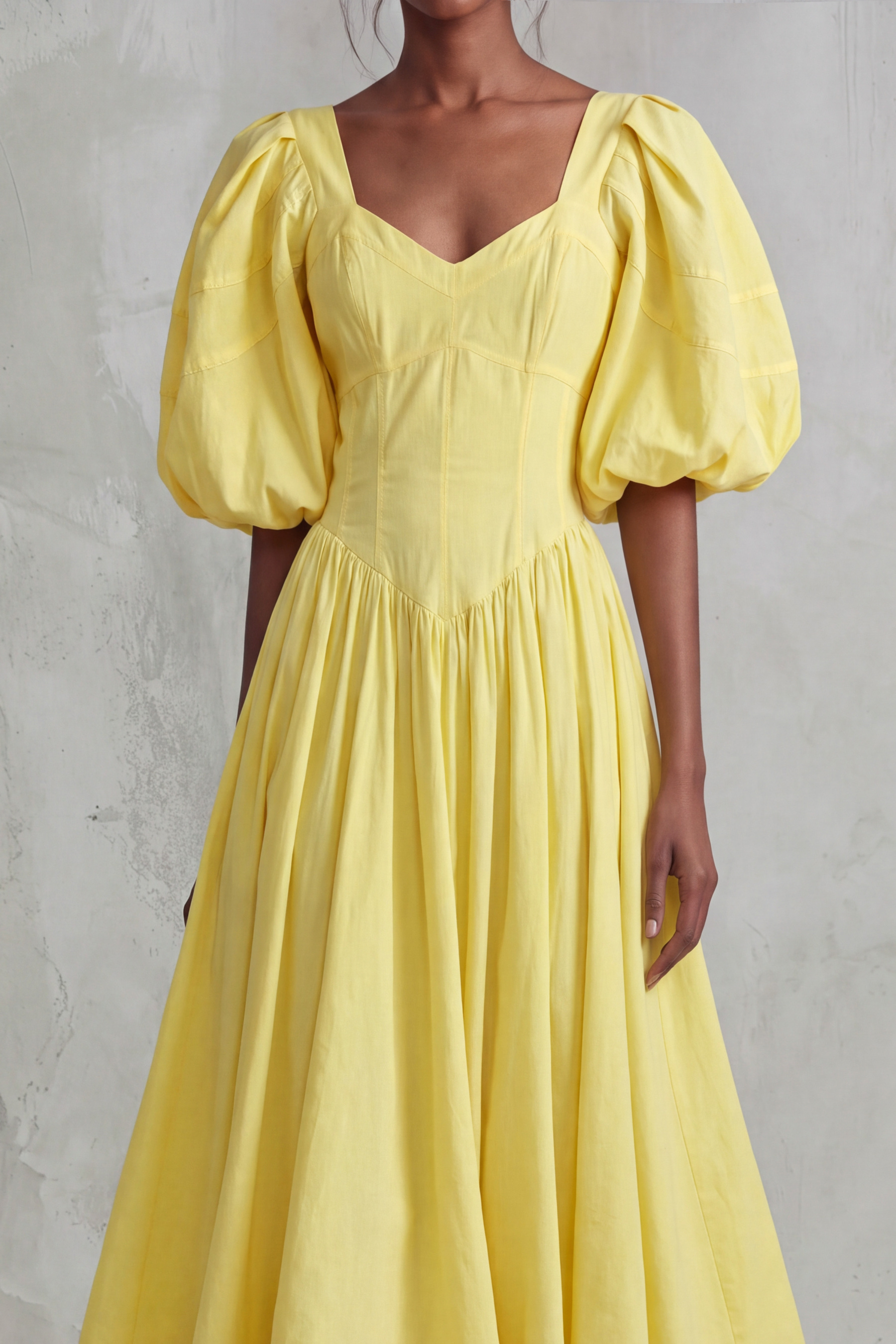 April Square Neck Puff Sleeve Maxi Dress