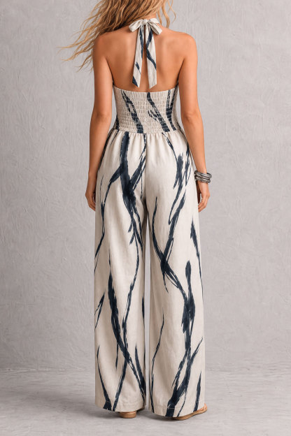 Ardelia Halter Neck Ink Print Jumpsuit