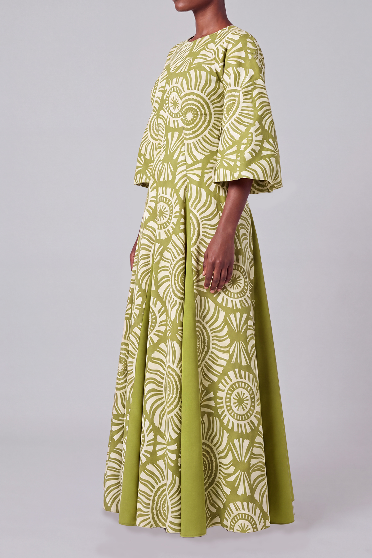 Aria Puff Sleeve Geometric Print Maxi Dress