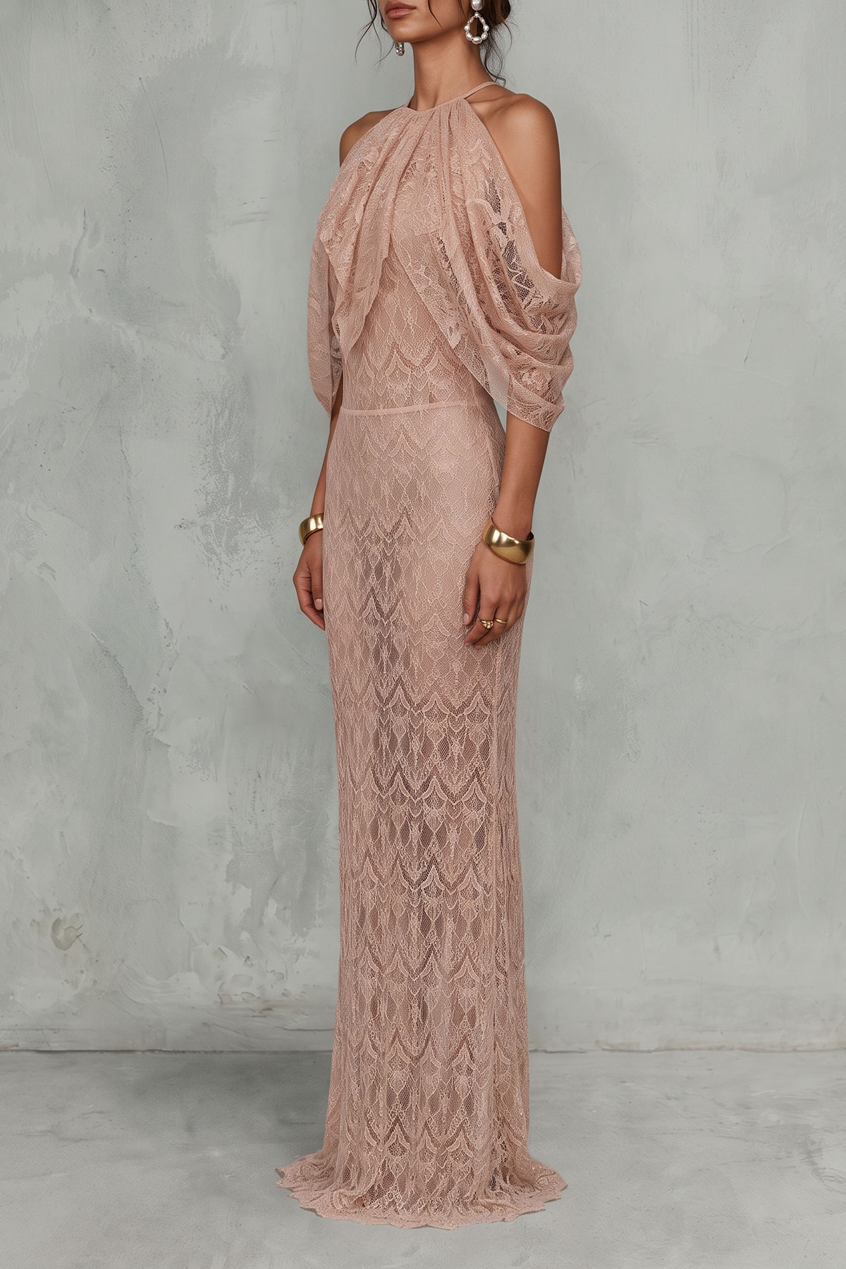 Arianna Cold Shoulder Lace Maxi Dress