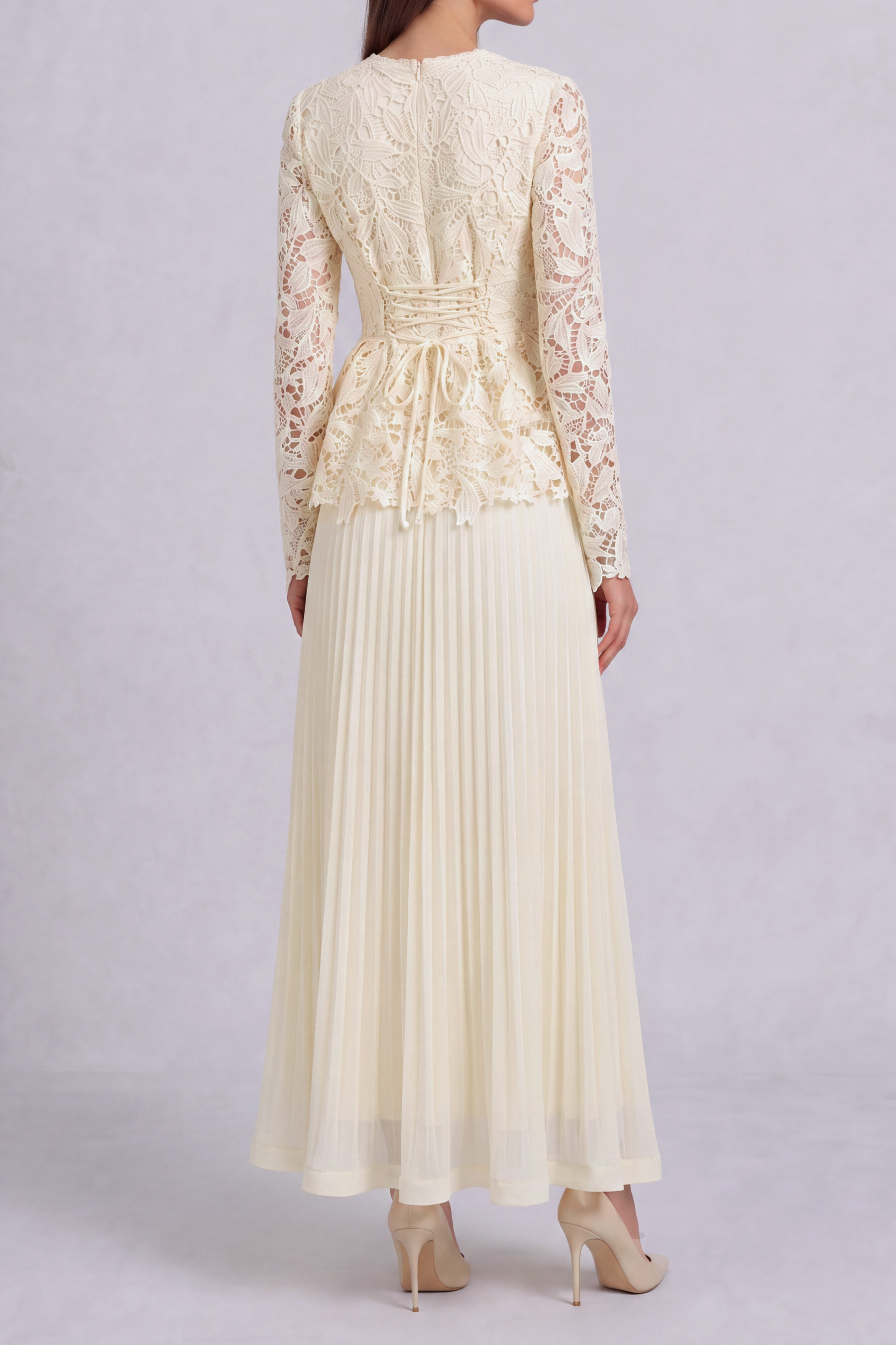 Arielle Lace Pleaded Maxi Skirt Set 