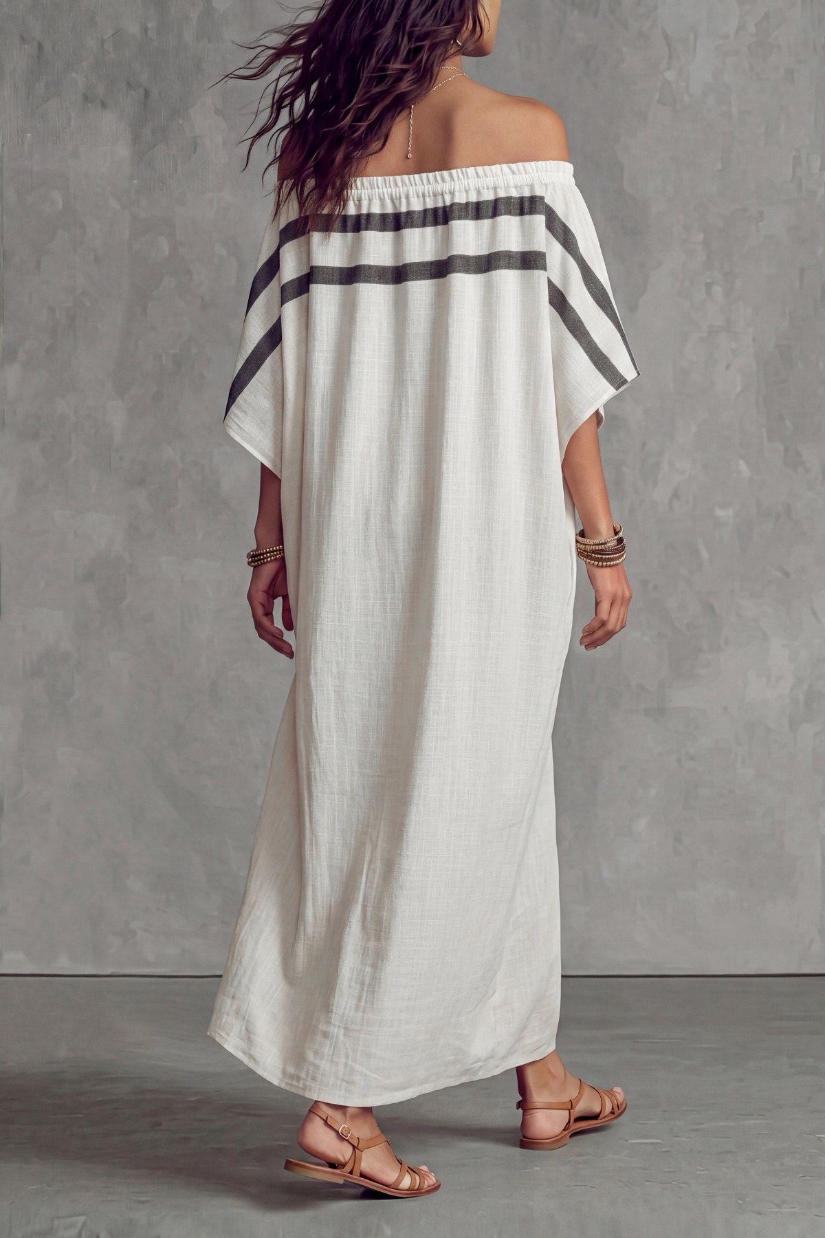 Arvessa Batwing Sleeve Stripe Maxi Dress
