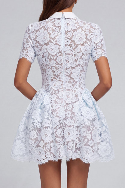 Athena Lace Bow Pocket Mini Dress
