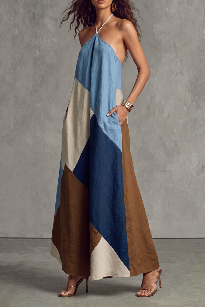 Avyelle Halter Neck Patchwork Maxi Dress