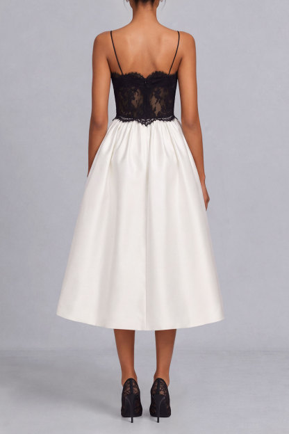 Becca Spaghetti Bow Lace Midi Dress