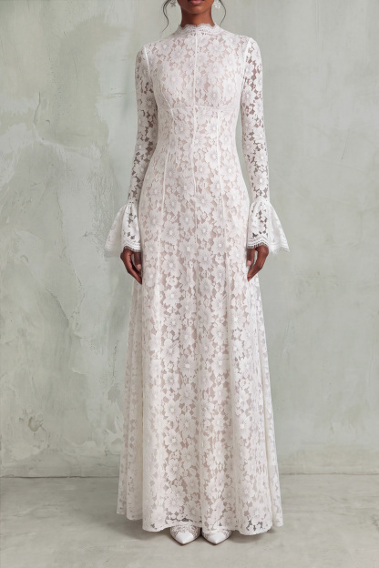 Belen High Neck Floral Lace Maxi Dress