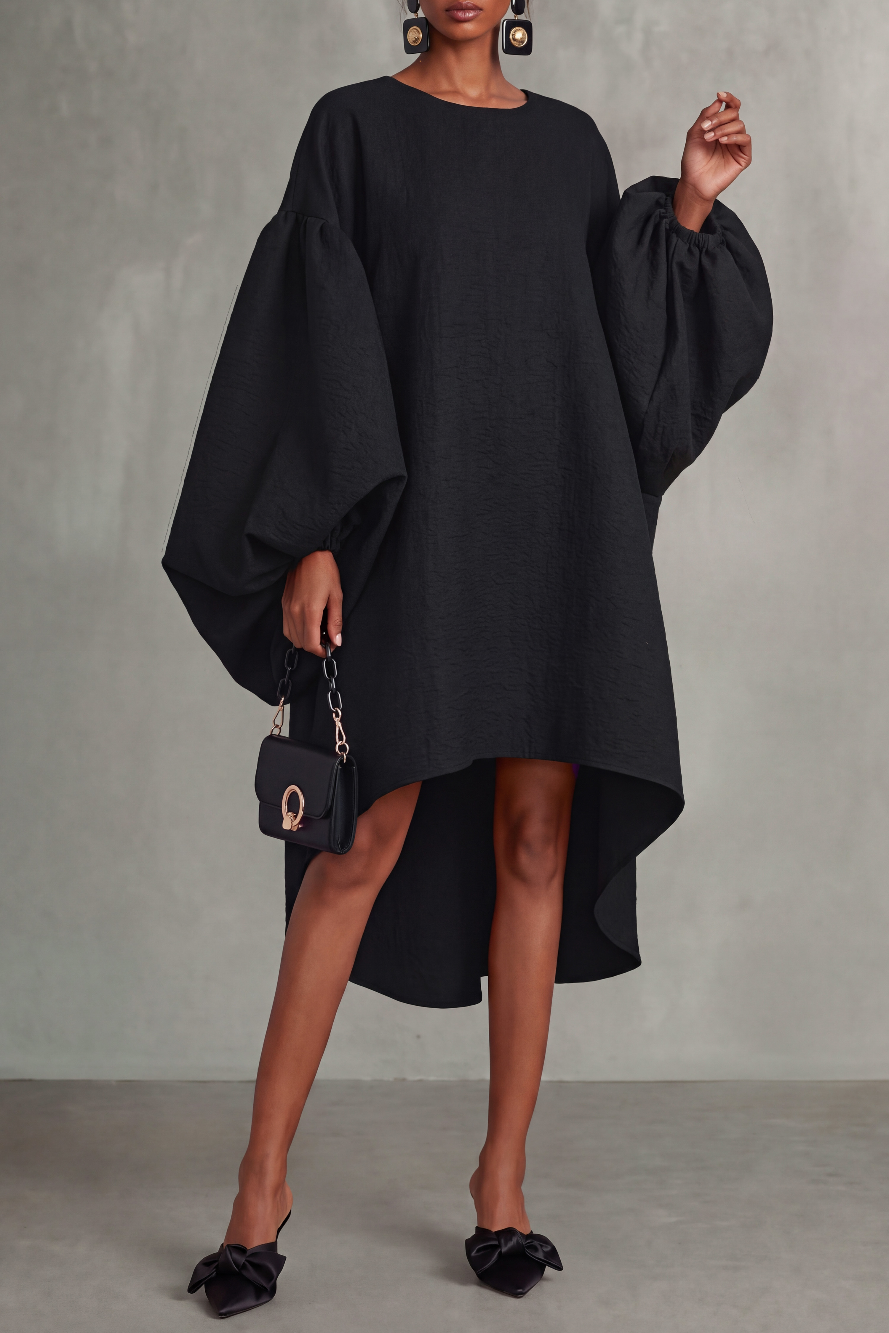 Bellamy Puff Sleeve High Low Midi Dress