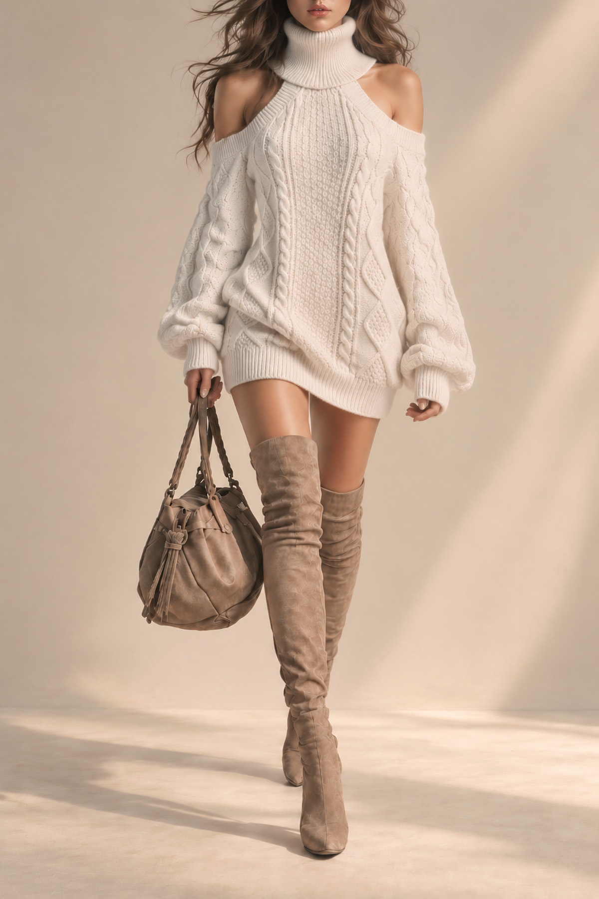 Betina Folded Collar Lace Knit Mini Dress