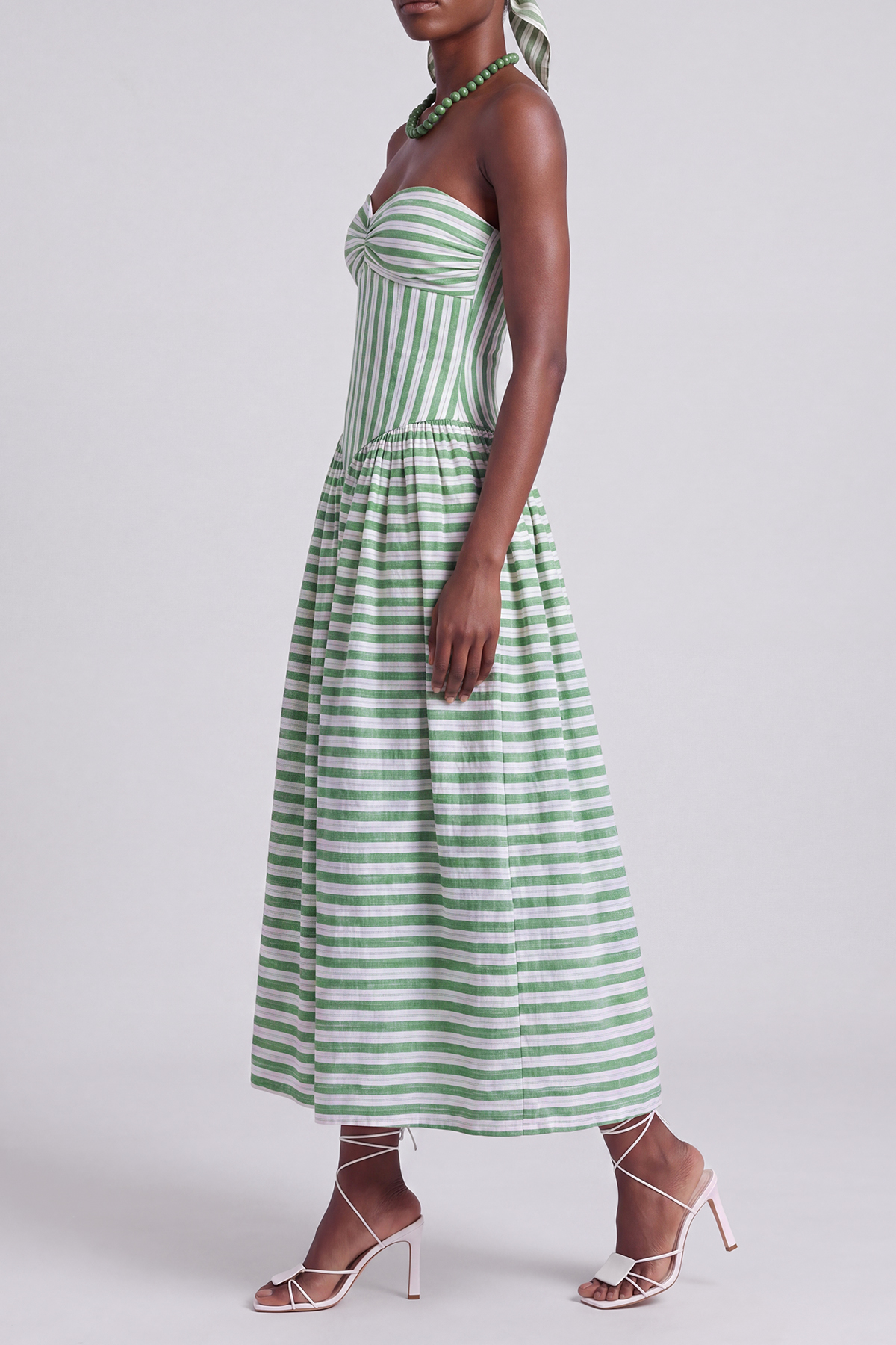 Bianca Strapless Stripe Midi Dress