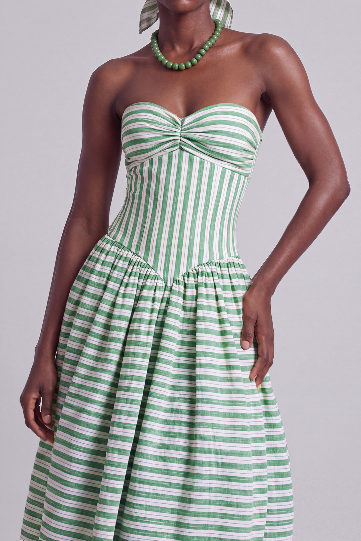 Bianca Strapless Stripe Midi Dress