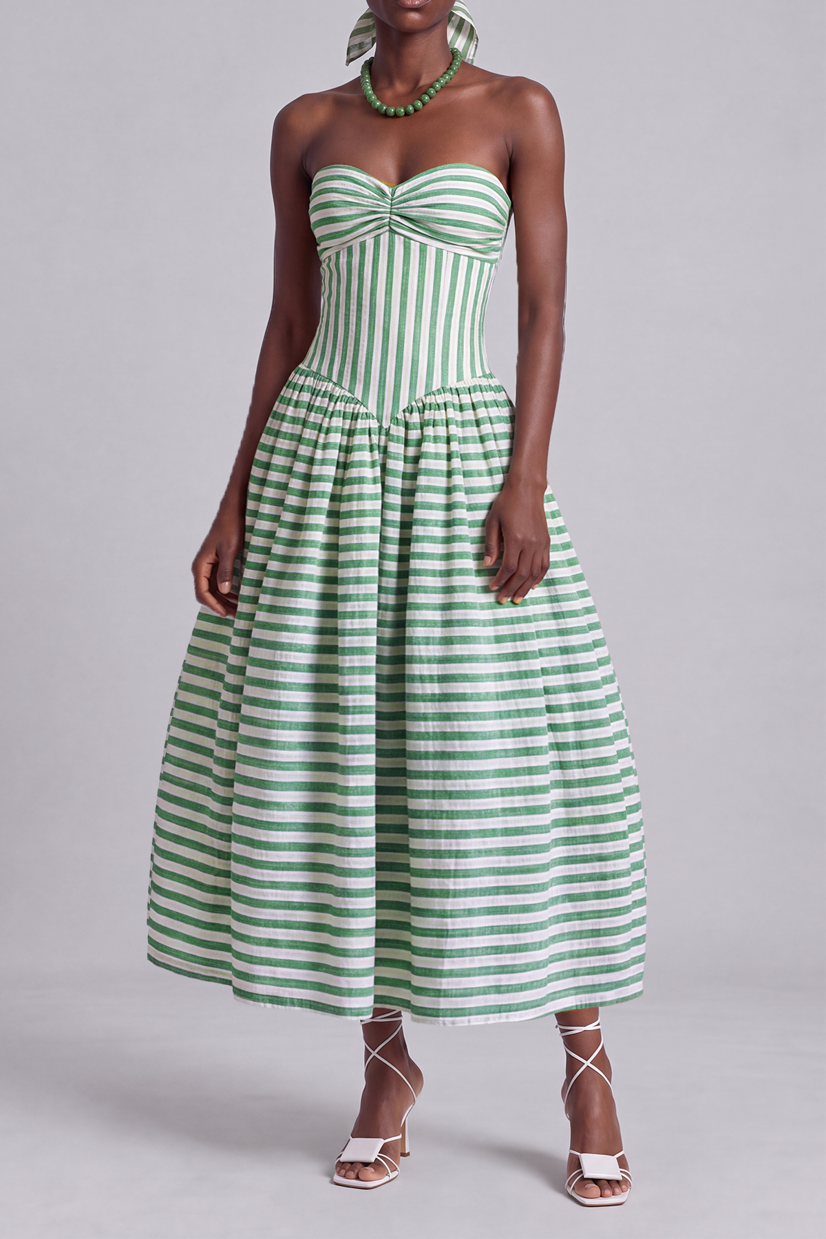 Bianca Strapless Stripe Midi Dress