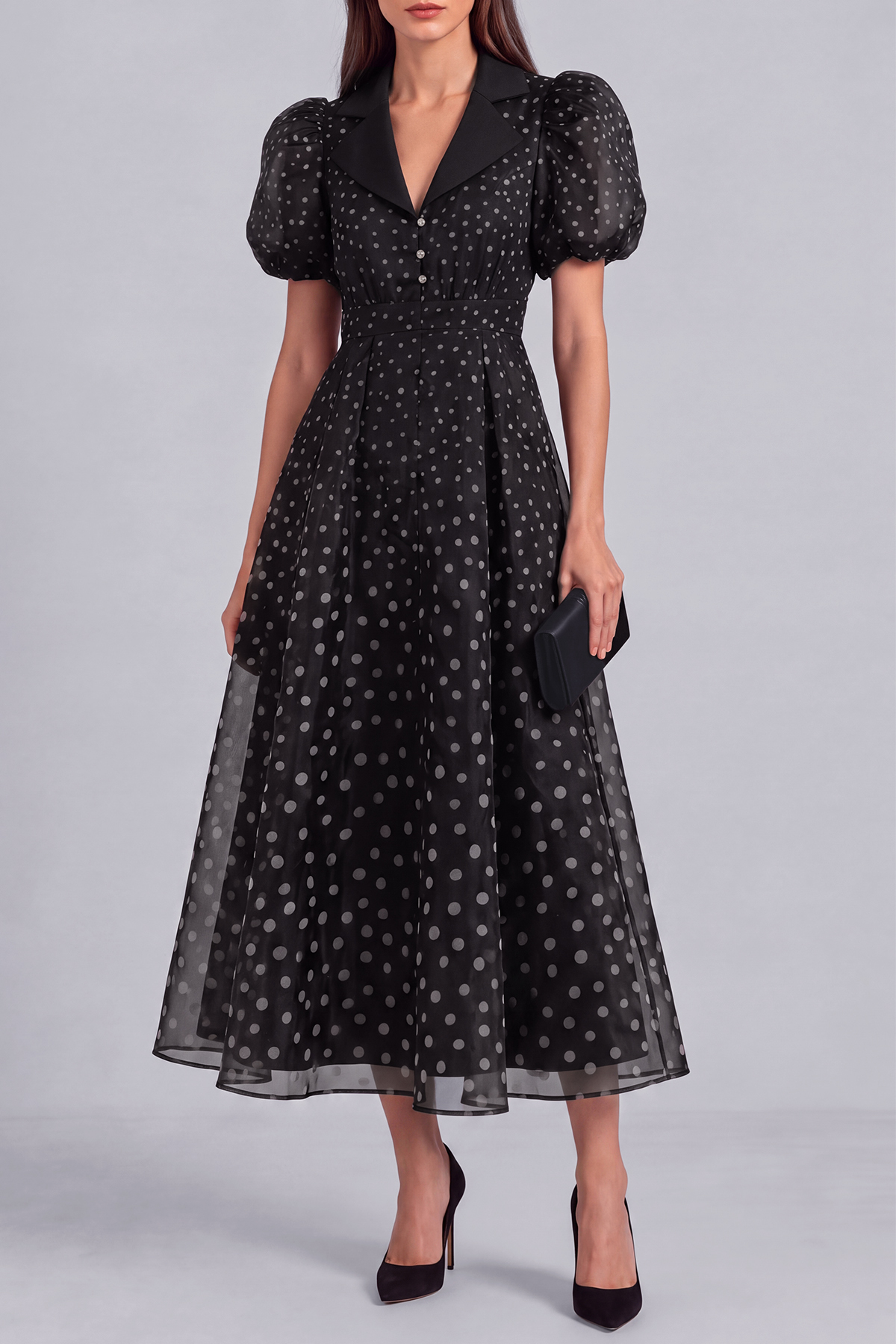 Blair Button Polka Dot Midi Dress