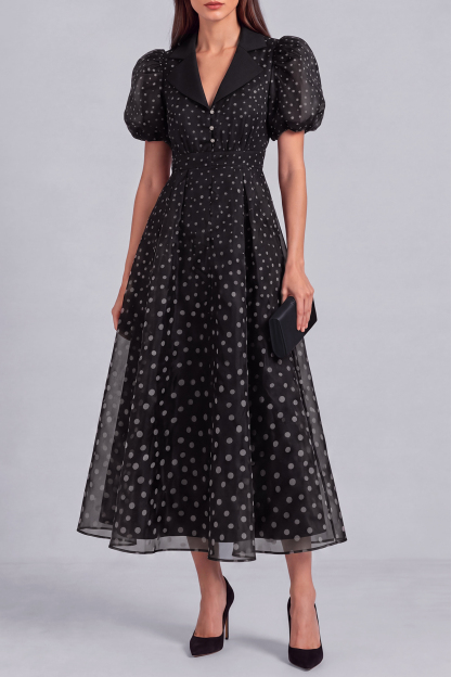 Blair Button Polka Dot Midi Dress