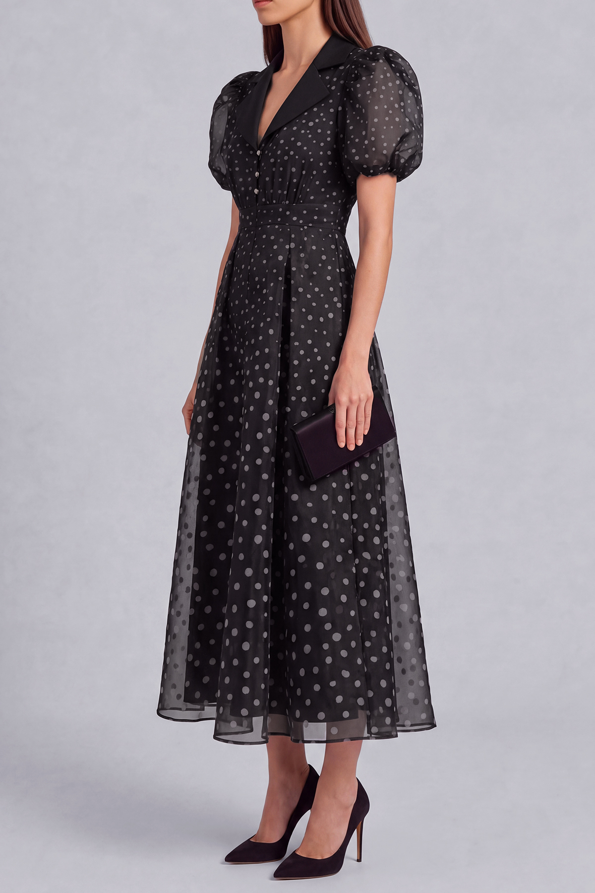 Blair Button Polka Dot Midi Dress
