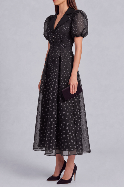 Blair Button Polka Dot Midi Dress