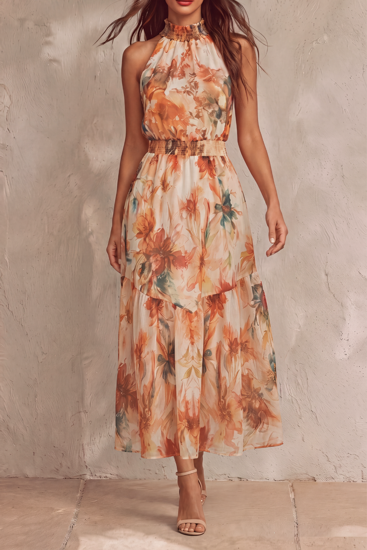 Brellia Halter Neck Floral Maxi Dress