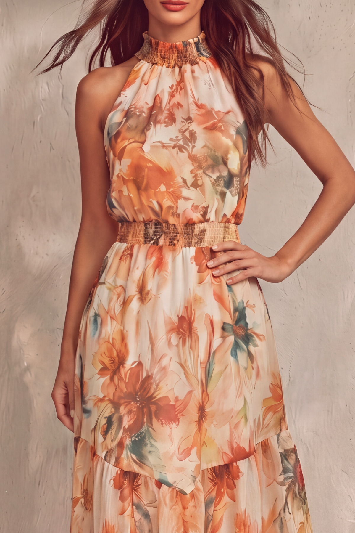 Brellia Halter Neck Floral Maxi Dress
