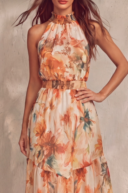 Brellia Halter Neck Floral Maxi Dress