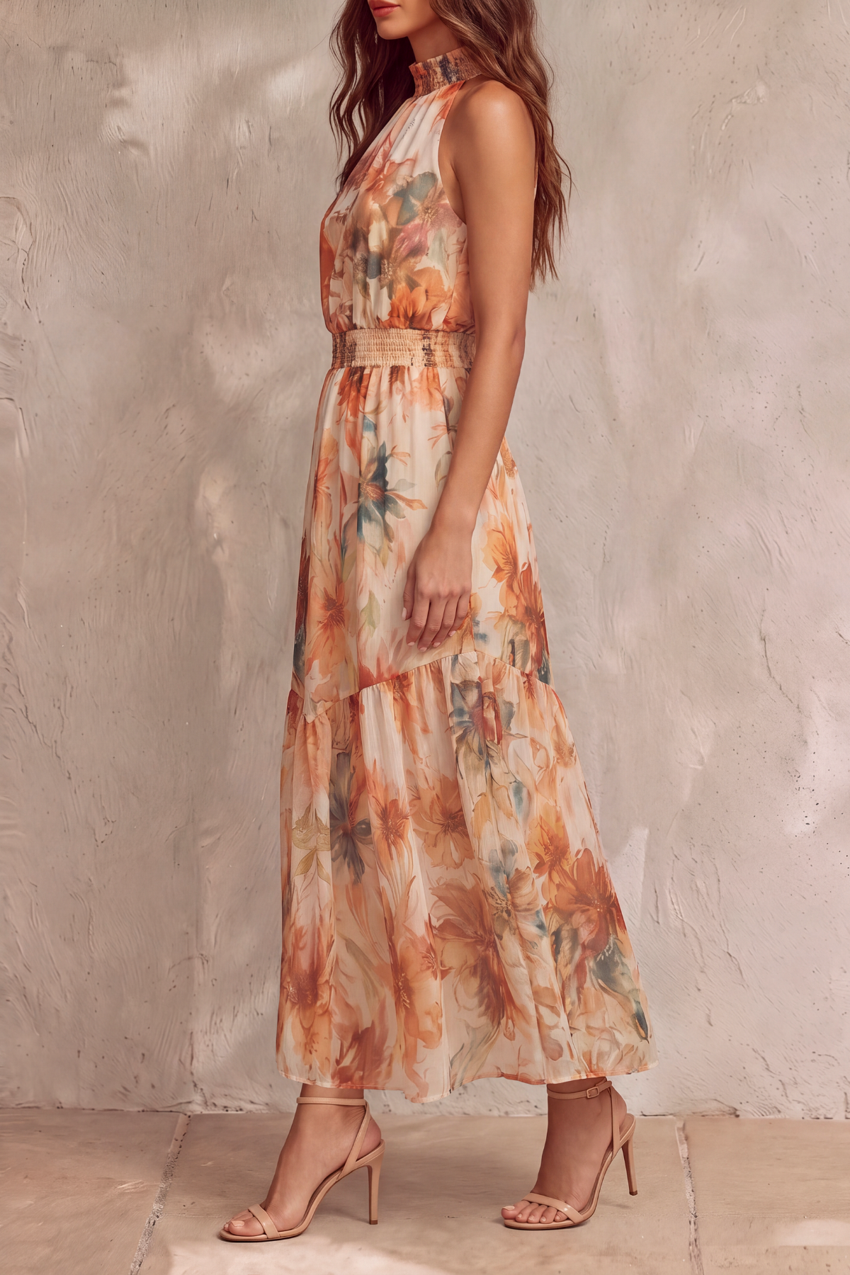 Brellia Halter Neck Floral Maxi Dress