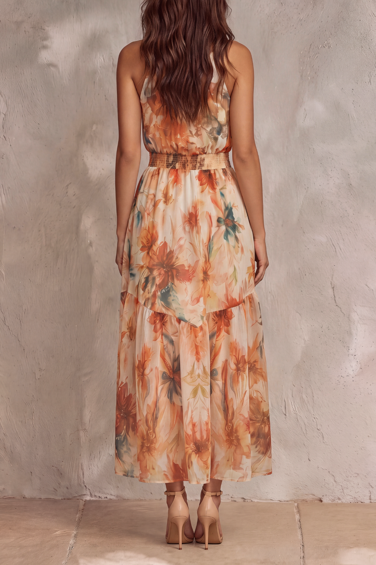 Brellia Halter Neck Floral Maxi Dress