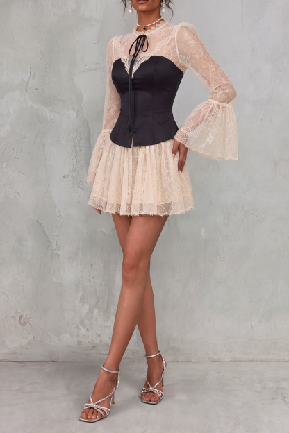Cadence Tie Up Lace Mini Dress