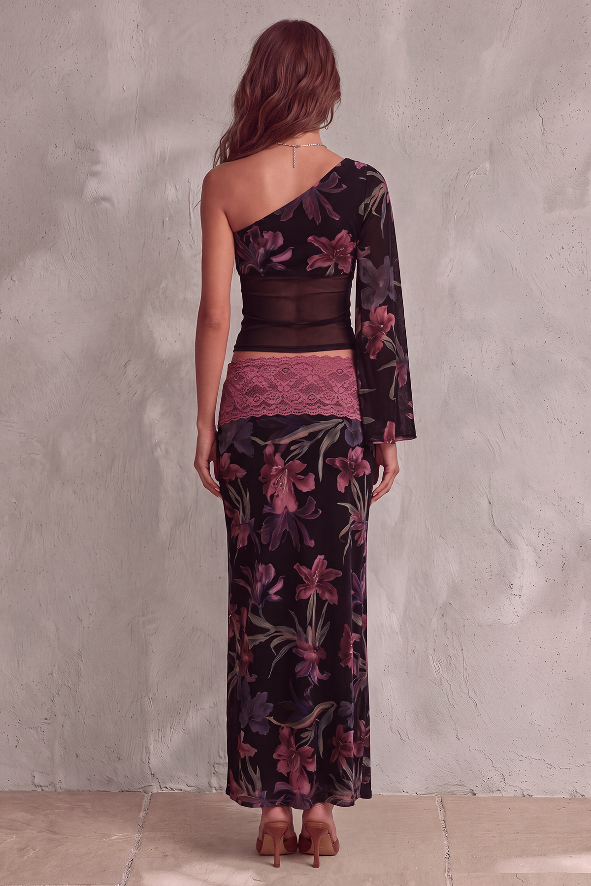 Callie One Shoulder Floral Skirt Set