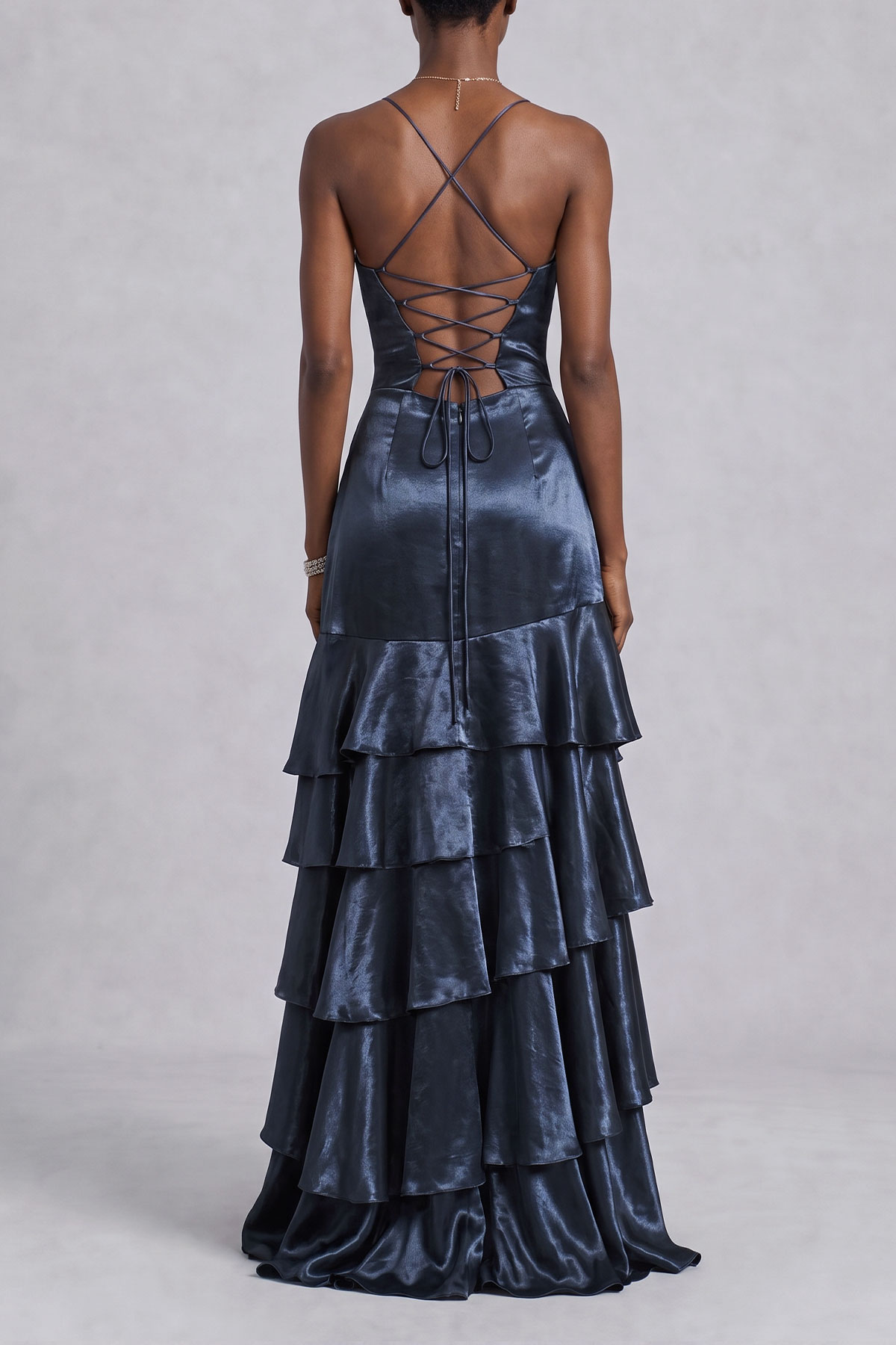 Catalina Lace Up Slit Layer Maxi Dress