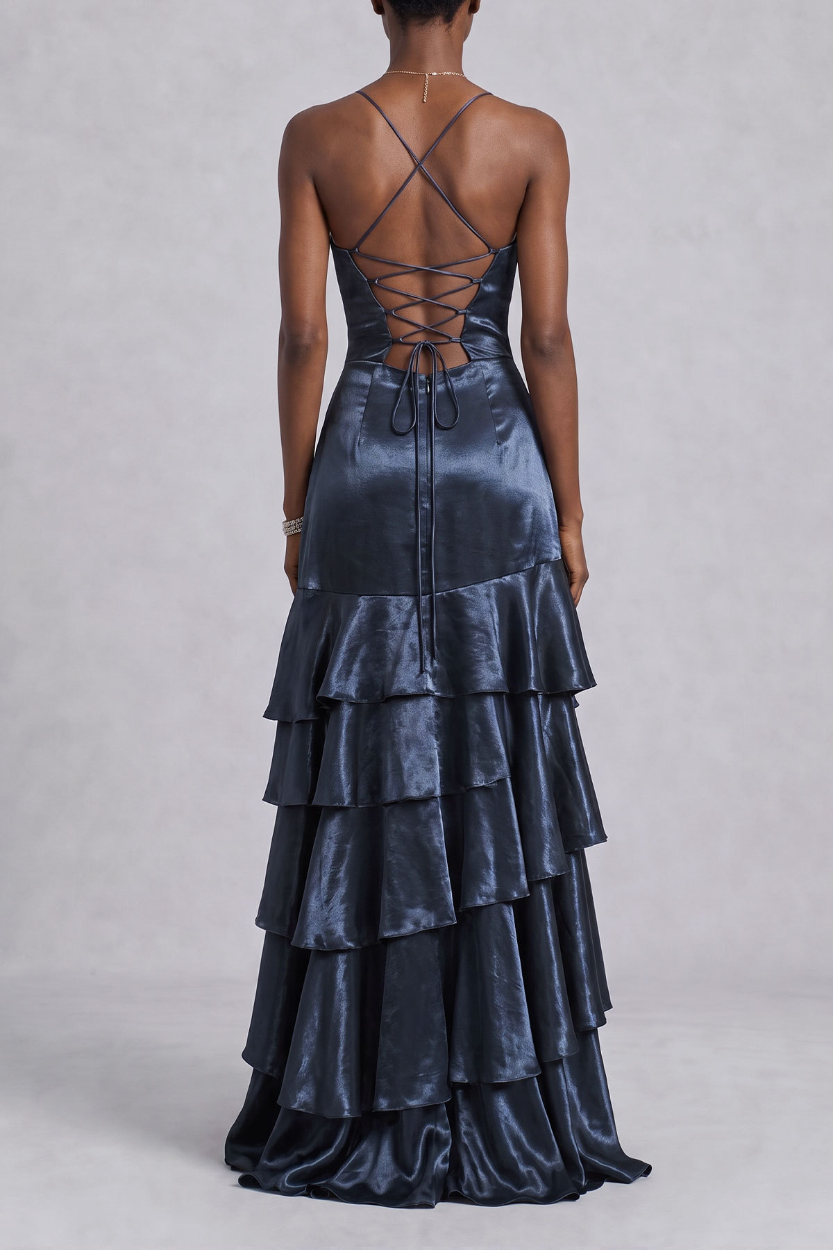 Catalina Lace Up Slit Layer Maxi Dress