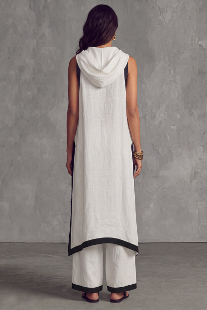 Cavelle Asymmetrical Trim Wide Leg Pants Set