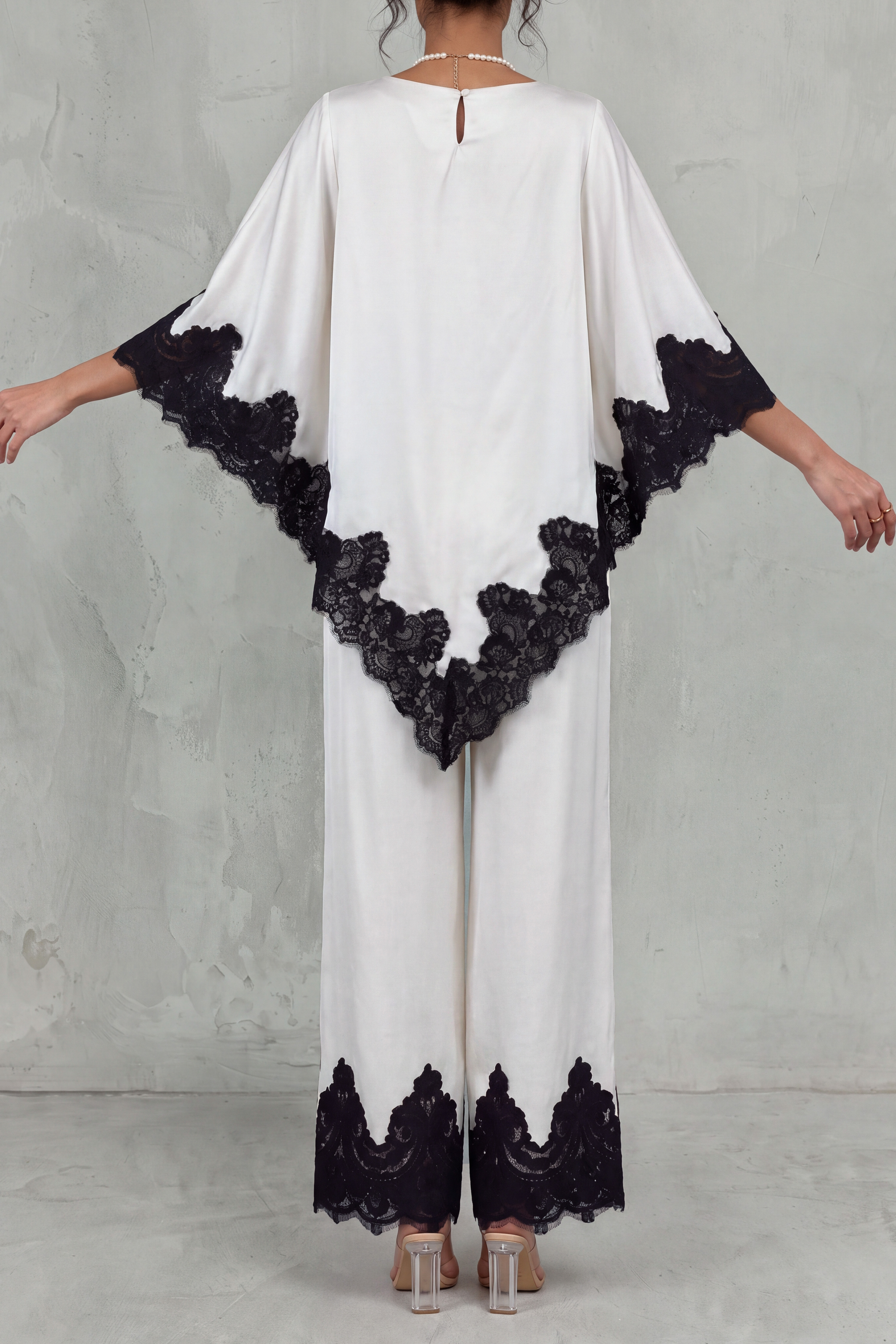 Cecily Asymmetrical Lace Pants Set