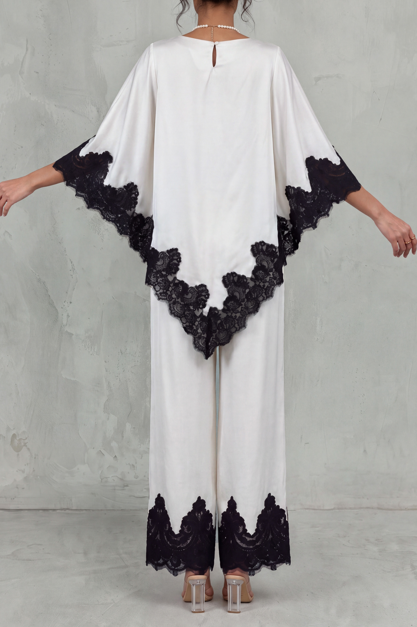 Cecily Asymmetrical Lace Pants Set