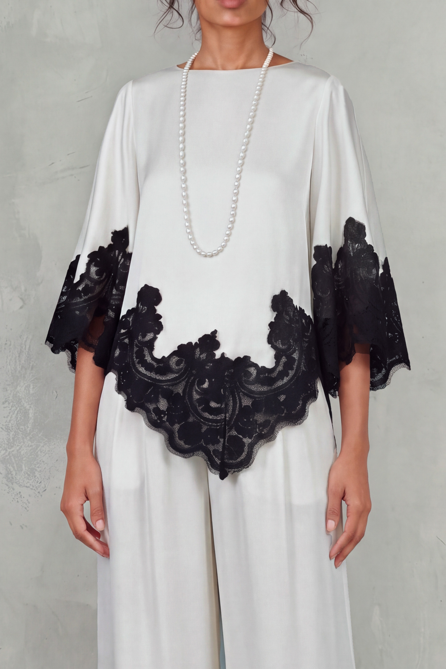 Cecily Asymmetrical Lace Pants Set
