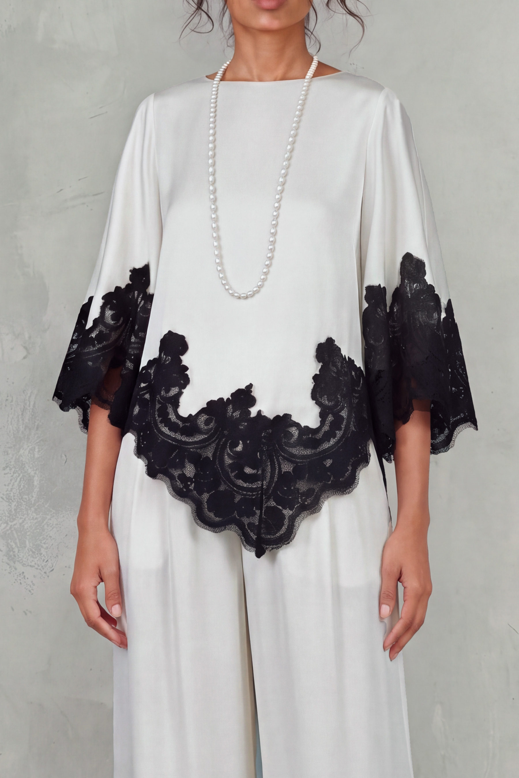 Cecily Asymmetrical Lace Pants Set