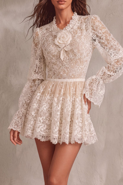 Celeste Flower Lace Ruffled Skirts Set
